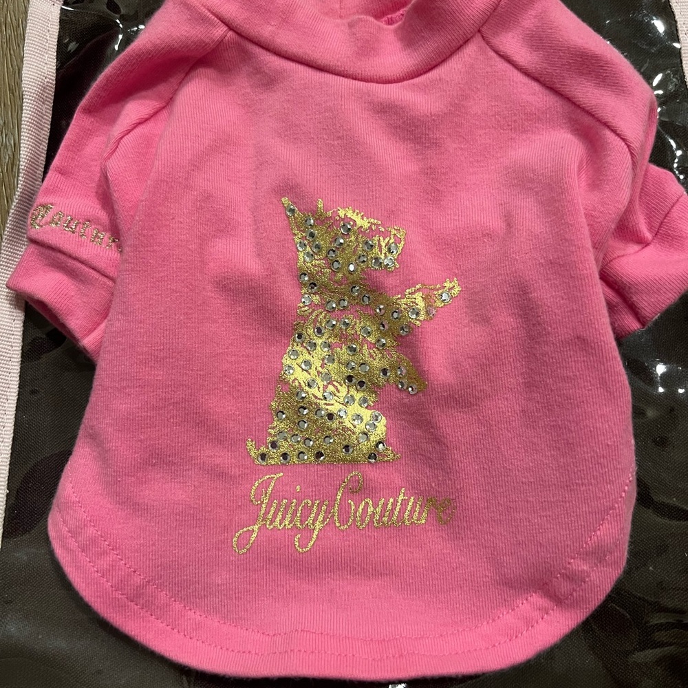 Juicy Couture Pink Dog Shirt with Gold Accents
